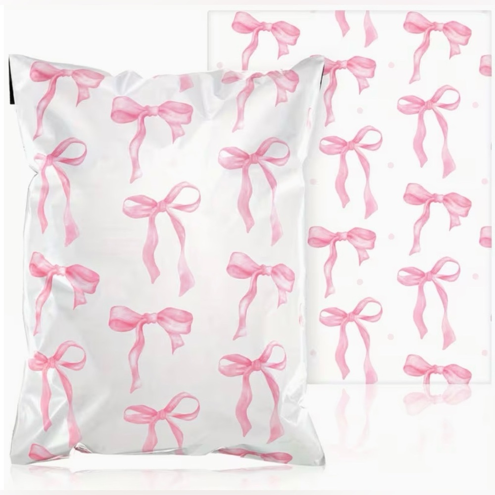 30 10” x 13” Pink Bow Poly Mailers